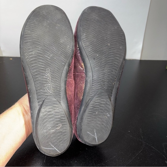 Clarks Artisan Flats Womens Size 8 Leather Suede Ballet Candra Burgundy Shoes - Picture 9 of 9